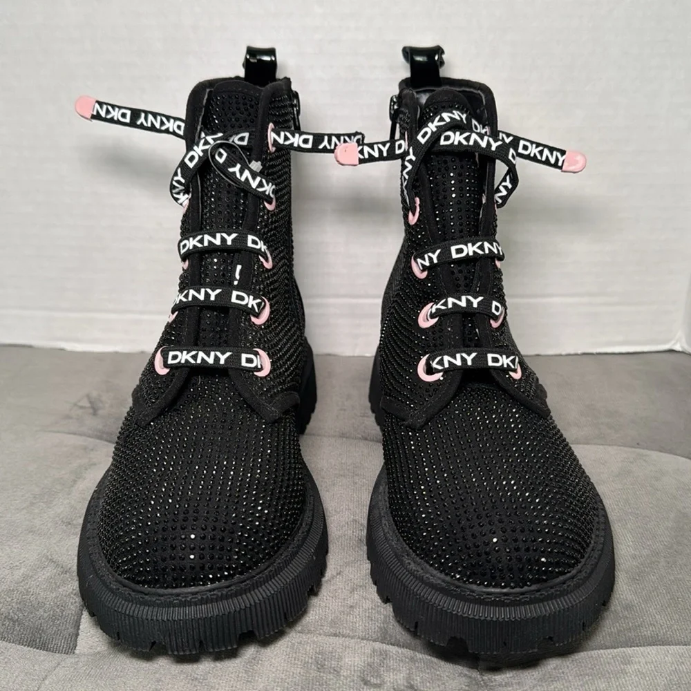 DKNY Girls Ava Speed Moto Sparkle Boots Size 4 NWOT